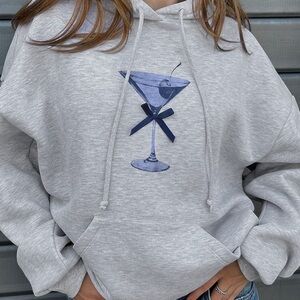 Subdued Cocktail Hoodie Grey & Blue with Bow
